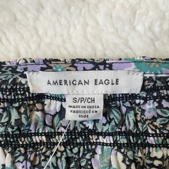 NWT American Eagle Floral Smocked Square Neck Top Blouse - Small - Picture 8 of 12
